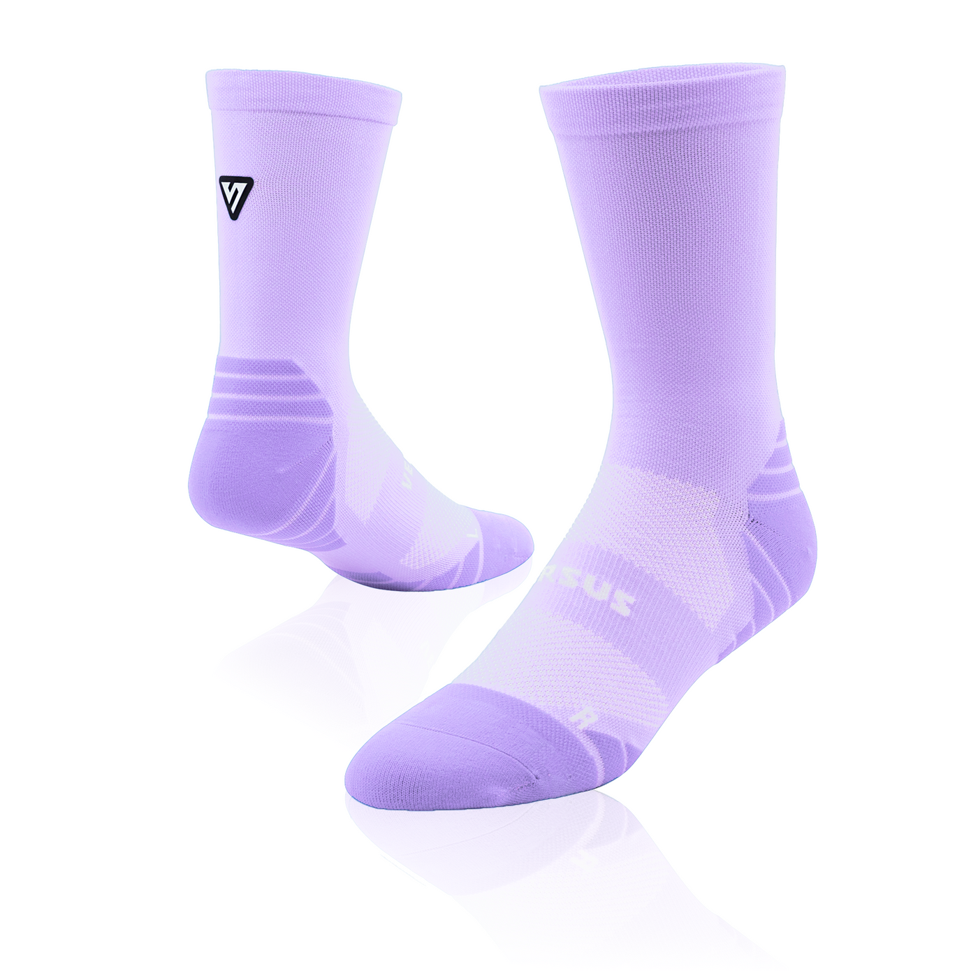 Pair of lilac socks on a white background